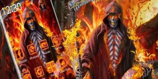 Grim Fire Skull Theme screenshot 1