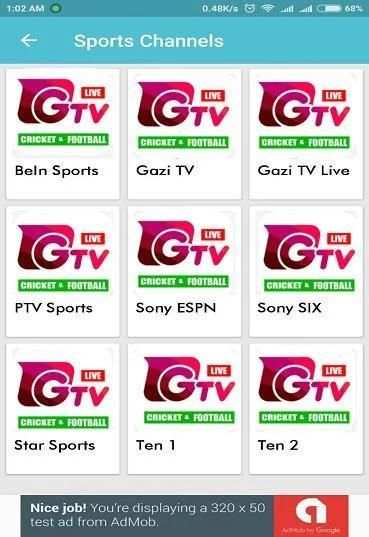 GTV Live Cricket and Football screenshot 1
