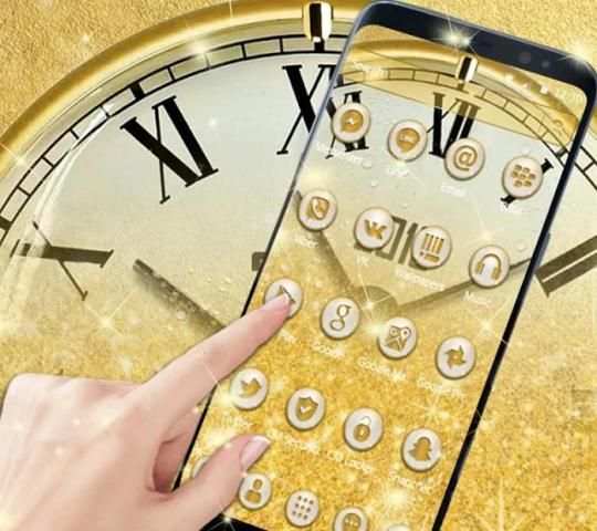 Gold Glitter Wall Clock Theme screenshot 2