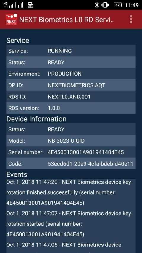 NEXT Biometrics L0 Registered Device Service screenshot 4