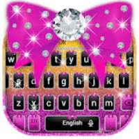 Pink Bow Diamond Glitter Keyboard Theme