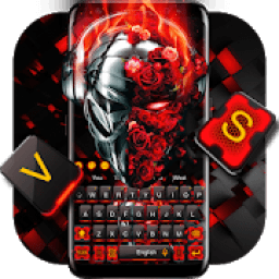ikon Red Tech Metallic Skull keyboard