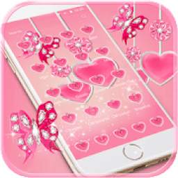 Pink Diamond Butterfly theme - pink love heart