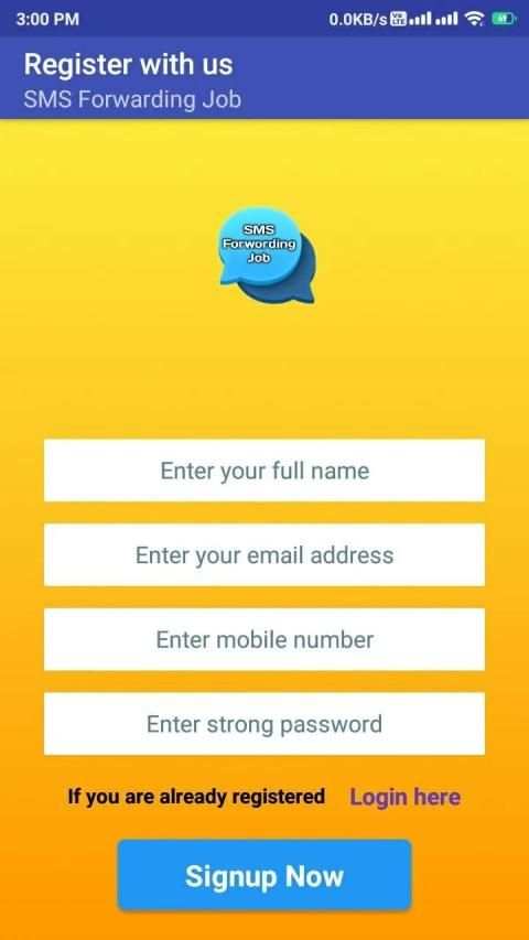 SMS Forwarding Job - Earn Money by SMS Sending स्क्रीनशॉट 1