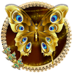 3D Gold Butterfly Lock Theme आइकन