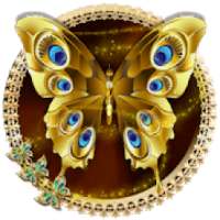 3D Gold Butterfly Lock Theme