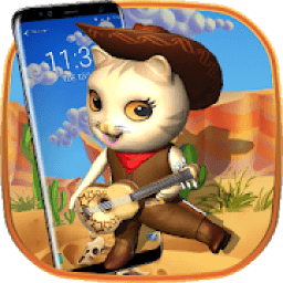 ikon 3D Cute Guitar Cat Lock Theme