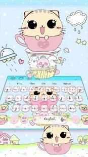 Love Kitty Cup Cat Keyboard Theme स्क्रीनशॉट 3