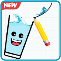 ikon Fill The Happy Water Glass Line Drawing Game