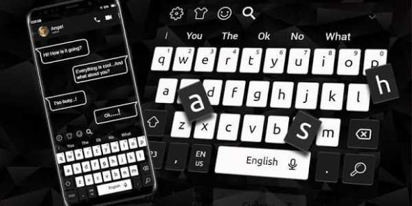 Black White SMS Keyboard Theme स्क्रीनशॉट 1