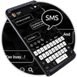 Black White SMS Keyboard Theme आइकन