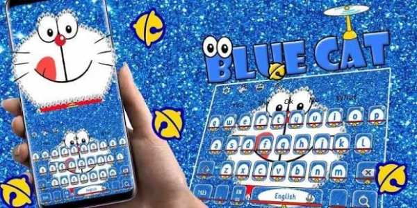 Kawaii Blue Cat Diamond Keyboard screenshot 1