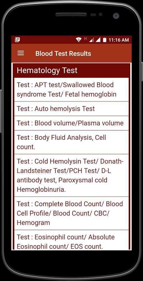 Blood Test Results screenshot 1