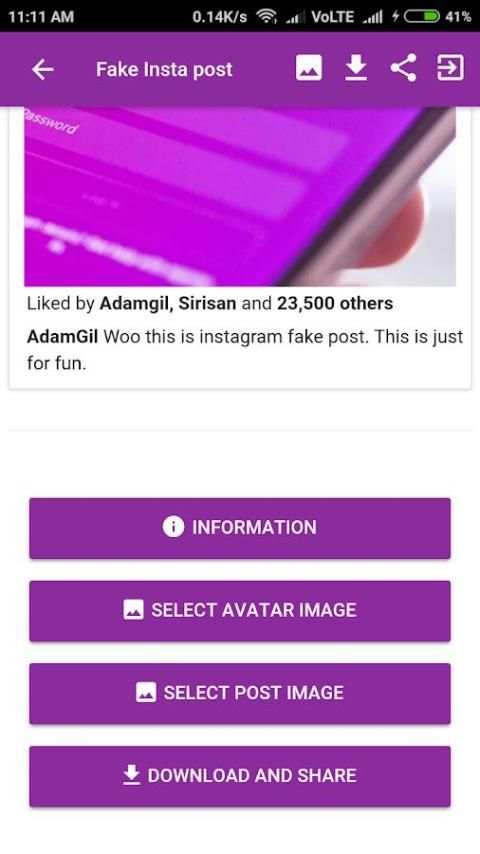 Fake Instagram chat and post screenshot 1