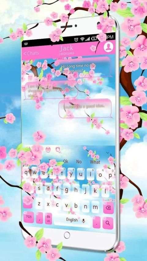 Pink Flower Keyboard Theme screenshot 3