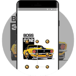 Hand painted yellow vintage racing car theme icon