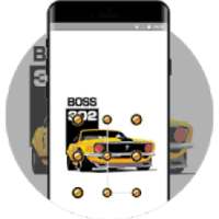 Hand painted yellow vintage racing car theme logo