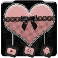 Pink Lace Heart Glass Theme on 9Apps
