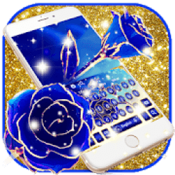 ikon Gold Blue Rose Keyboard Theme