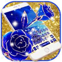 Gold Blue Rose Keyboard Theme