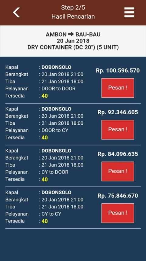 Cargo Reservation Pelni Logistics screenshot 2