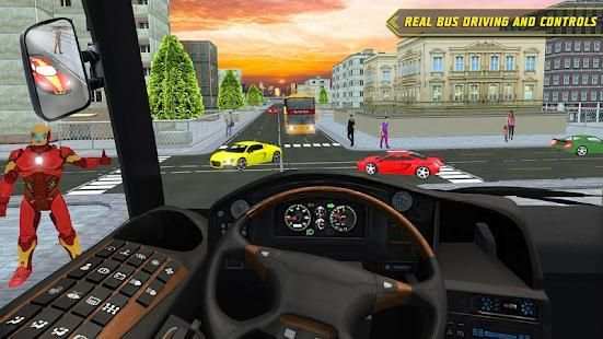 City Bus Driving: Superheroes Transport Simulator screenshot 13