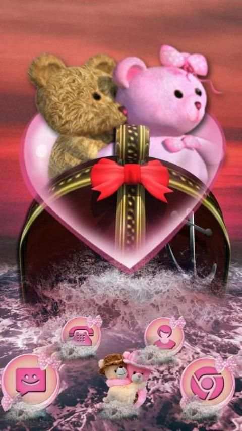 3D Titanic Pink Lovely Teddy Theme screenshot 2