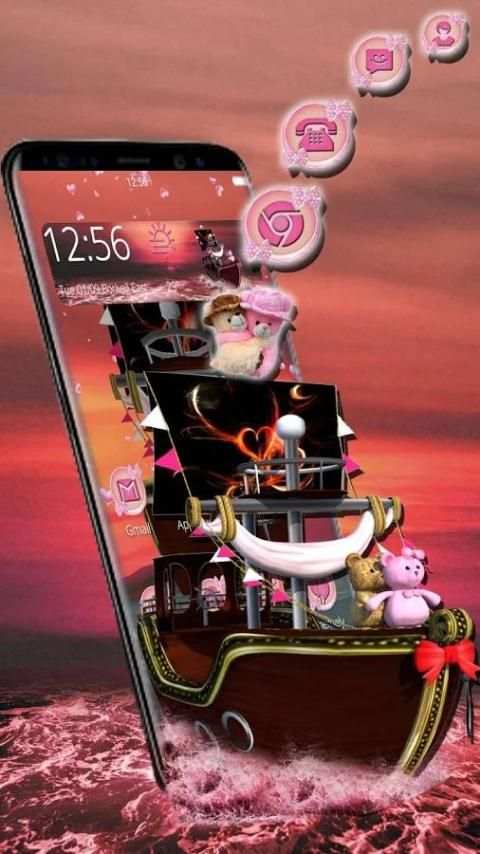 3D Titanic Pink Lovely Teddy Theme screenshot 3