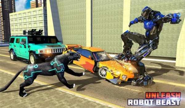 US Police Transform Robot Car: Black Cop Panther screenshot 4