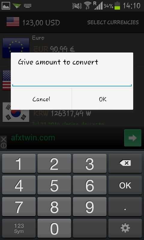(QQ) Currency Converter स्क्रीनशॉट 2