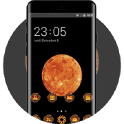 Space galaxy theme planet fire illustration icon