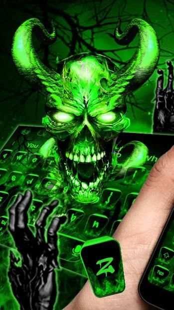 Neon Hell Zombie Skull Keyboard Theme screenshot 4