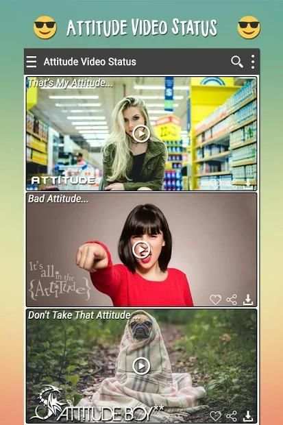 Attitude Video Status स्क्रीनशॉट 1