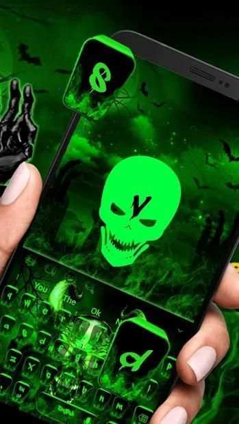 Neon Hell Zombie Skull Keyboard Theme screenshot 3