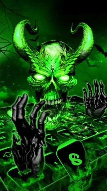 Neon Hell Zombie Skull Keyboard Theme screenshot 1