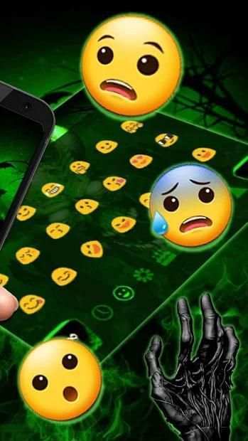 Neon Hell Zombie Skull Keyboard Theme screenshot 2