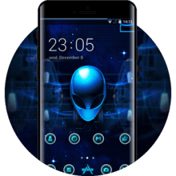 ikon Neon theme demon skull Alien wallpaper HD