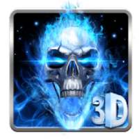 3D Blue Fire Skull Theme Launcher
