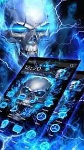 3D Blue Fire Skull Theme Launcher screenshot 1