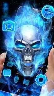 3D Blue Fire Skull Theme Launcher screenshot 3