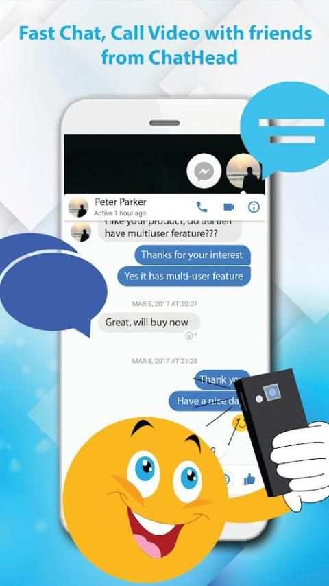 Messenger chatHeads, Text and Video Chat for Free screenshot 3