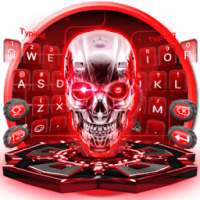 Red Neon tech skull Keyboard Theme on 9Apps