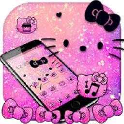 Pink Glitter Kitty Bowknot Theme