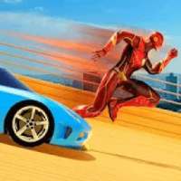 Super Flash Pahlawan Mega Lereng Balap Stunts
