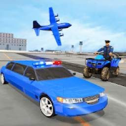 US Police limousine Car Quad Bike Transporter Game