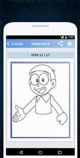 How to draw doraemon Characters screenshot 4