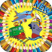 Coloring Truck Train Transportation