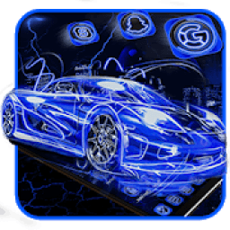 ikon Tema Mobil Biru Neon Racing