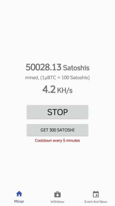 Bitcoin Miner Android 2018 screenshot 1
