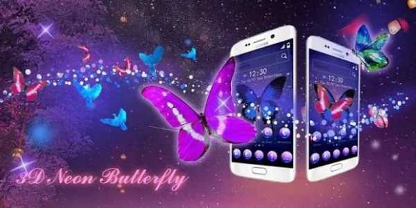 3D Dreamy Neon Butterfly Theme screenshot 1